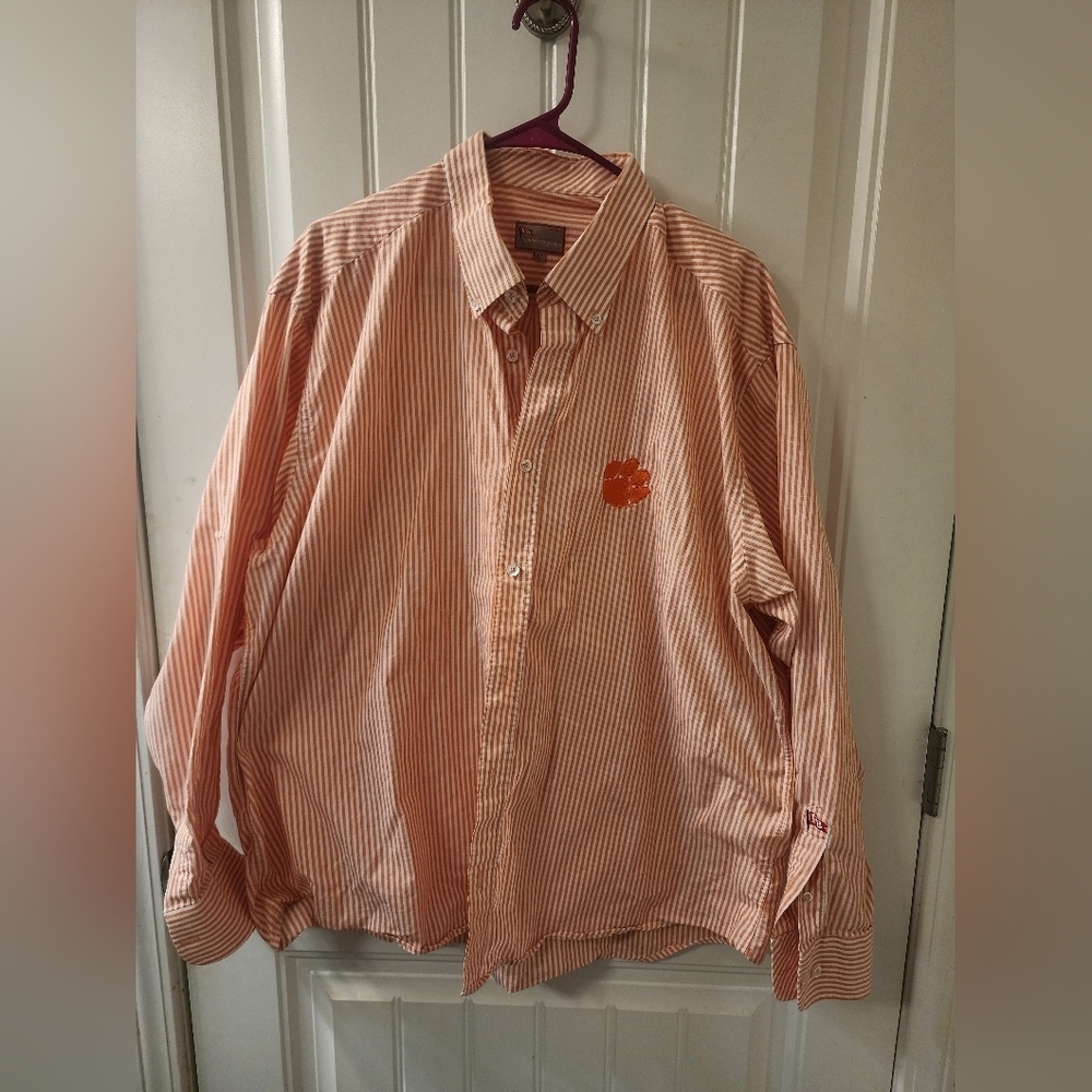 Clemson Tigers Pennington & Bailes Orange Stripe Button Down Shirt XXL